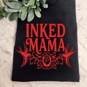Inked mama shirt mom tatted tattoo popular cute trending Black And Red